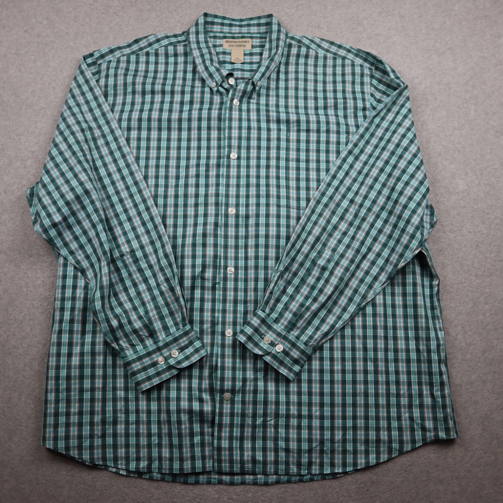 Duluth Trading Co Button Down Mens 3XL WrinkleFighter Green Plaid Shirt